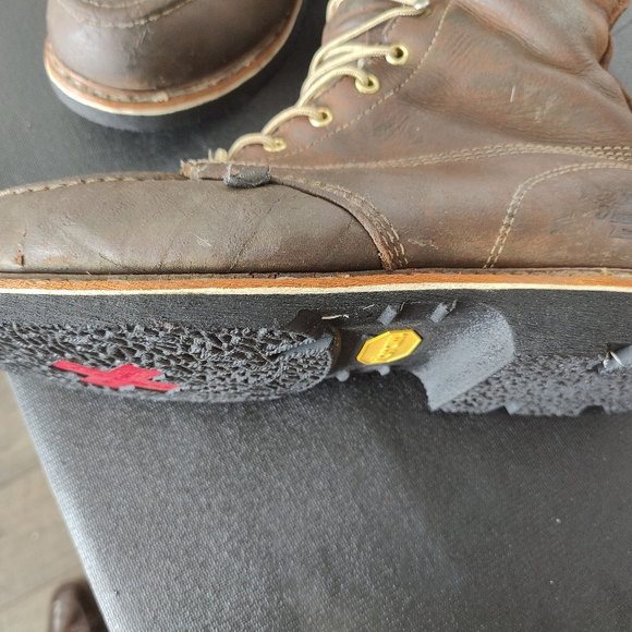 Industrial Work Boots Resoled with Vibram Alpha #1318 Oil Resistant Heel Defined - Picture 4 of 15